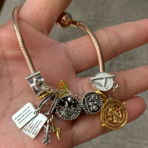 Pandora 14k Rose Gold-plated Moments Snake Bracelet w/ NEW Harry Potter Charm - Picture 5 of 14